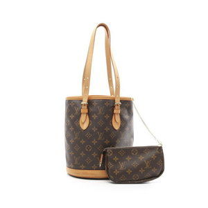 Louis Vuitton Bucket Handbag Leather Monogram Brown